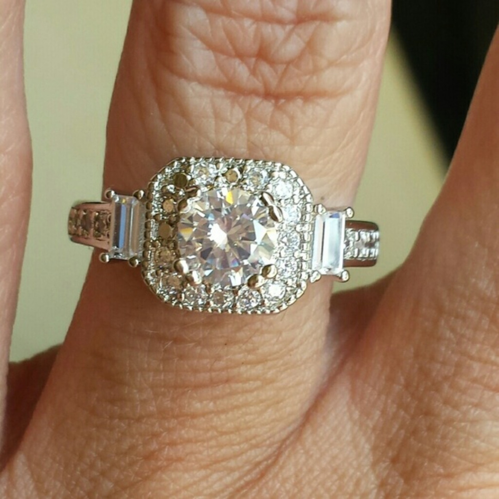 New .925 Silver Vintage Look Art Deco CZ Ring Sz 7 - Picture 3 of 5